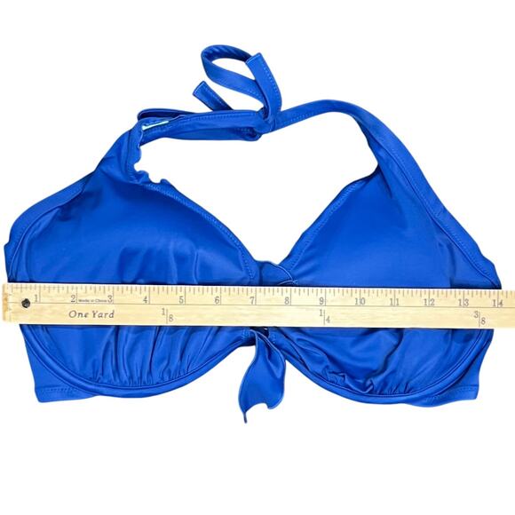 Victorias Secret The High Tie Halter Swim Top Womens 36DD Blue Ruffle Underwire - Picture 3 of 9